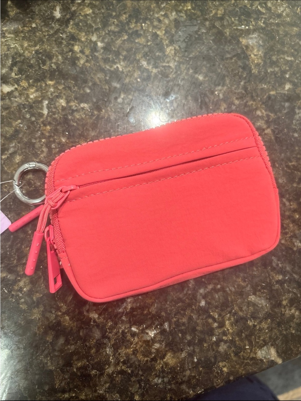 Coral Pink Compact Wallet with Keyring